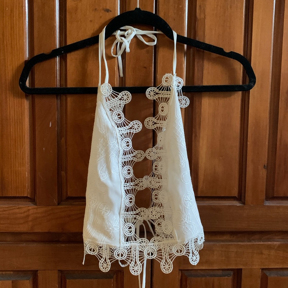 White lace crop top